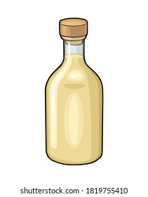 Bottle of tequila. Color vector illustration for label, poster. Isolated on white background