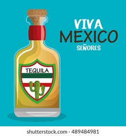 bottle tequila drink mexican isolated