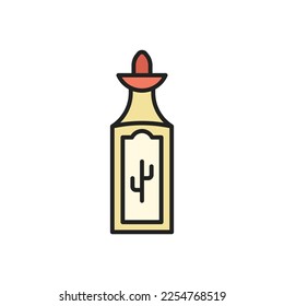 Botella del icono del tequila. Ilustración vectorial de color de alta calidad.