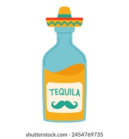 A bottle of tequila isolated on a white background