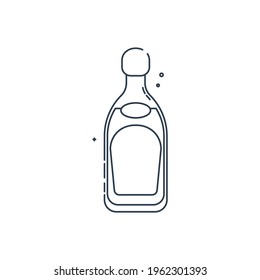 Bottle tequila line art in flat style. Restaurant alcoholic illustration for celebration design. Design contour element. Beverage outline icon. Isolated on white background in graphic style. Vector.
