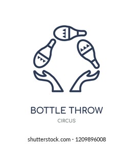 Bottle throw icon. Bottle throw linear symbol design from Circus collection. Simple outline element vector illustration on white background.
