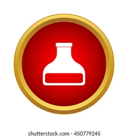 Bottle of tincture icon in simple style in red circle. Medicine symbol