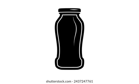 Bottle of tomato paste, black isolated silhouette