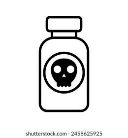 Bottle with toxic substance symbol, poison bottle icon vector