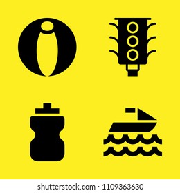 bottle, traffic light, jet ski and beach ball vector icon set. Sample icons set for web and graphic design