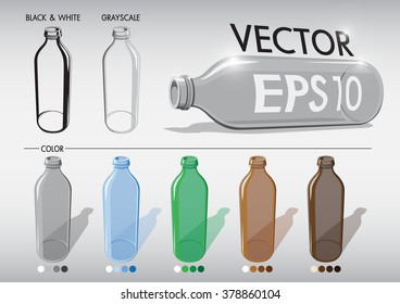 bottle transparent color object pack