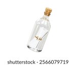 Bottle with treasure map inside icon 3d illustration. Message In The Bottle Illustration 3d