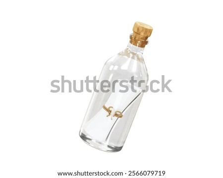 Bottle with treasure map inside icon 3d illustration. Message In The Bottle Illustration 3d