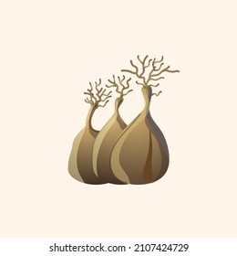 Bottle tree. Exotic plant. Vector illustration isolated on white background.