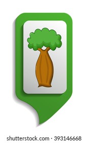 Bottle tree map sign icon in cartoon style on white background