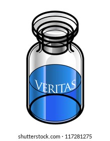 A bottle of truth / truth serum labelled with "Veritas"