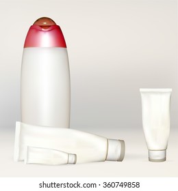 bottle tube of cream, lotion, white, empty, for applying your advertisement isolated vector new clean, for labeling, 3d vector illustration