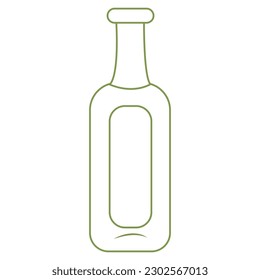 Bottle for various liquids and oils. Simple icon in doodle style. Vector illustration isolated on white background.