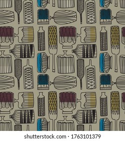 Bottle and vases seamless pattern. Surface pattern design series for home and living.