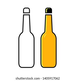 Bottle vector art outline and full color