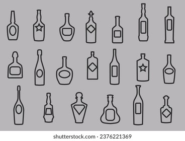 Bottle vector black line silhouette icon isolated