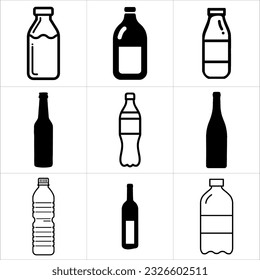 bottle vector desain ilustration black and white