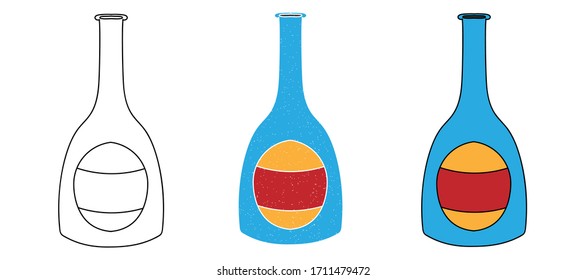 bottle vector design. black and white. digital hand drawn. grain texture