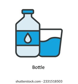 Bottle  Vector   Fill outline Icon Design illustration. Kitchen and home  Symbol on White background EPS 10 File
