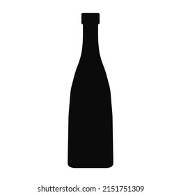 Bottle vector icon black color isolated on white background for plastic recycling sign, container, water, alcohol, beer, lemonade. 10 eps