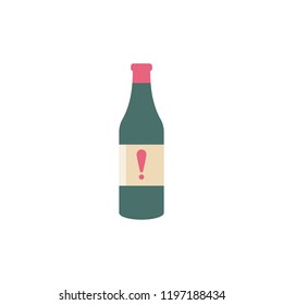 Bottle vector icon with exclamation mark. Bar alcohol beverage icon and alert, error, alarm, danger symbol. Vector illustration