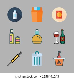 bottle vector icon set