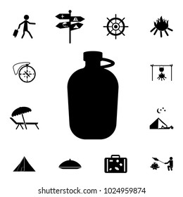 Bottle vector icon. Set of tourism icons. Signs of collection, simple icons for websites, web design, mobile app, info graphics on white background