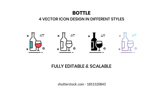 Iconos de ilustración de vector de frascos en estilos diferentes