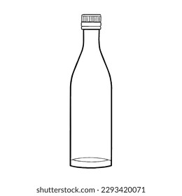 Bottle Vector in Minimal Line Art Drawing 