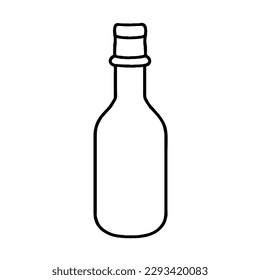 Bottle Vector in Minimal Line Art Drawing 