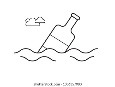 bottle vector in sea with colud