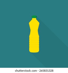 Bottle of vegetable oil icon with long shadow - Vector