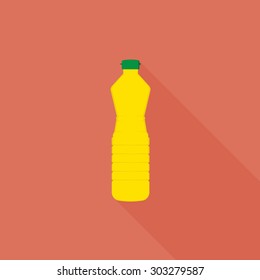 Bottle of vegetable oil icon with long shadow - Vector