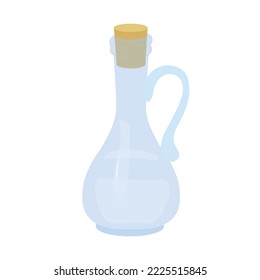 A bottle for vegetable oil. Vector stock illustration. A glass decanter. Isolated on a white background. Ceramic tableware.