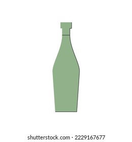 Bottle of vermouth, great design for any purposes. Flat style. Color form. Party drink concept. Icon bottle with cap on white backgrounds. Simple image shape with a thin line of shadow. Vector.
