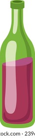 Bottle With Vine Vector Illustration