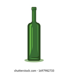 Bottle of vine vector illustration. Unlabeled corcked bottle. Simple flat icon