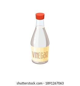 Bottle Of Vinegar. Vector Illustration Cartoon Flat Icon Isolated On White.