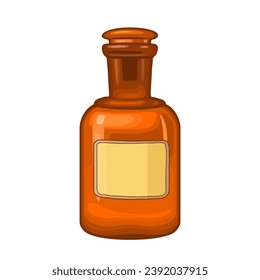Bottle with vintage craft label. Vector color icon. Isolated on white background. Hand drawn design element for label, poster, web