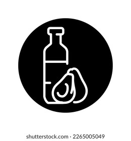 Bottle of virgin avocado oil color line icon. Vegetarian product. Vector illustration