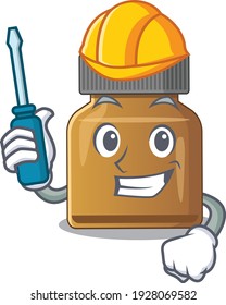 Bottle vitamin b caricature design concept worked as an automotive