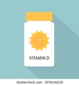 bottle with vitamin d pills- vector illustration