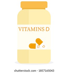 Una botella de vitamina D. Imagen vectorial, eps 10