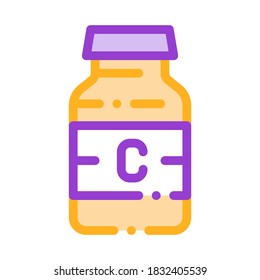 Bottle Vitamin Nutrition Vector Thin Line Icon. Package Bio Balancers Health Vitamin Sportsman Linear Pictogram. Dietary Protein Ingredient, Iso, Bar Bodybuilding Illustration
