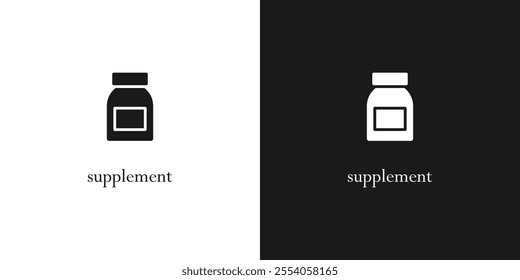 Bottle vitamin supplement icon. Dietary supplements, vitamins and minerals for human body health care. Vector