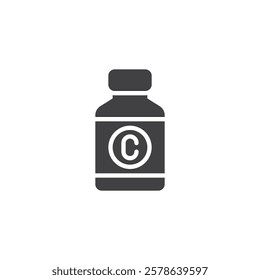 A bottle with a vitamin vector icon. filled flat sign for mobile concept and web design. Vitamin Bottle glyph icon. Symbol, logo illustration. Vector graphics