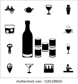 a bottle of vodka with glasses icon. Bar icons universal set for web and mobile