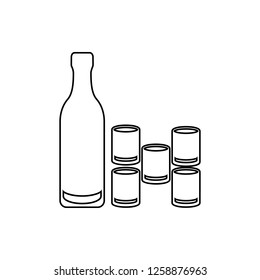 a bottle of vodka with glasses icon. Element of cyber security for mobile concept and web apps icon. Thin line icon for website design and development, app development