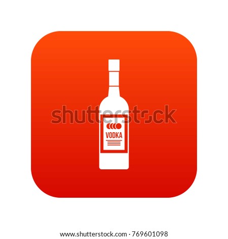Bottle of vodka icon digital red for any design isolated on white vector illustration